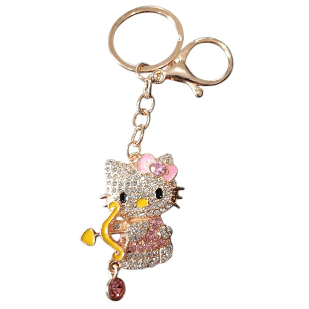 Hello Kitty Character Rhinestone Cupid Valentine’s Key Chain Purse Charm in Pink